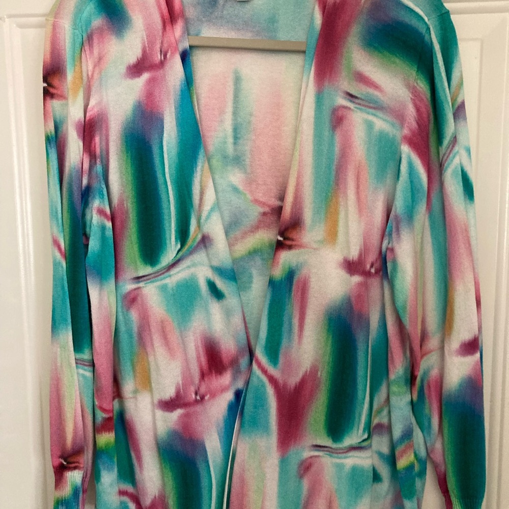 Colorful Tie-Dye Open Cardigan